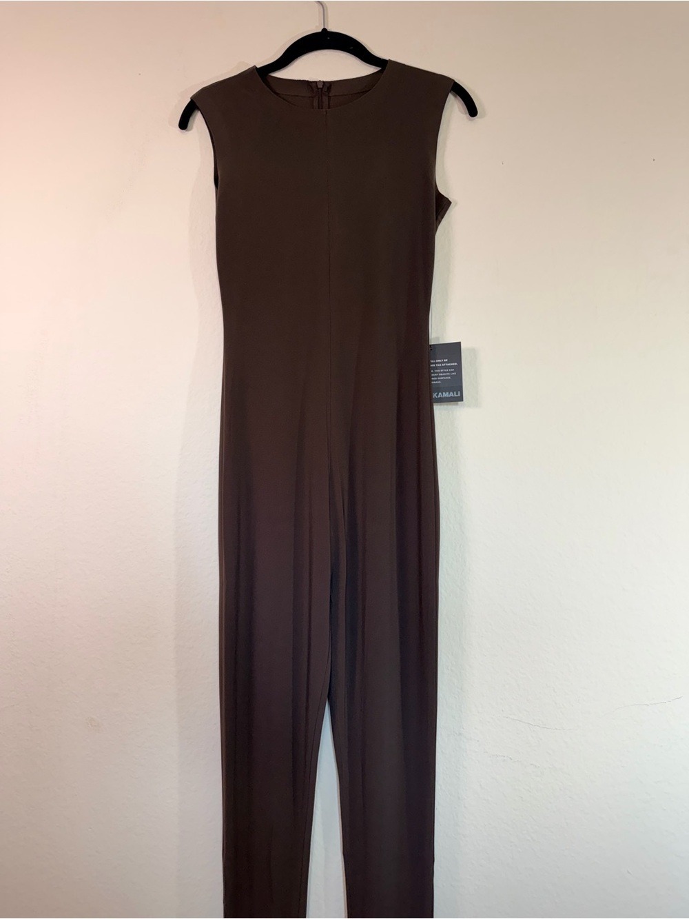 Norma Kamali Chocolate Brown Sleeveless Catsuit Footsie XS NWT - Picture 5 of 11